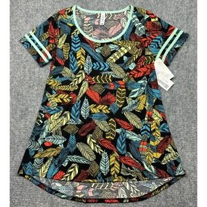 LulaRoe Classic T-Shirt Womens XS Multicolor Floral Round Neck Short Sleeve New